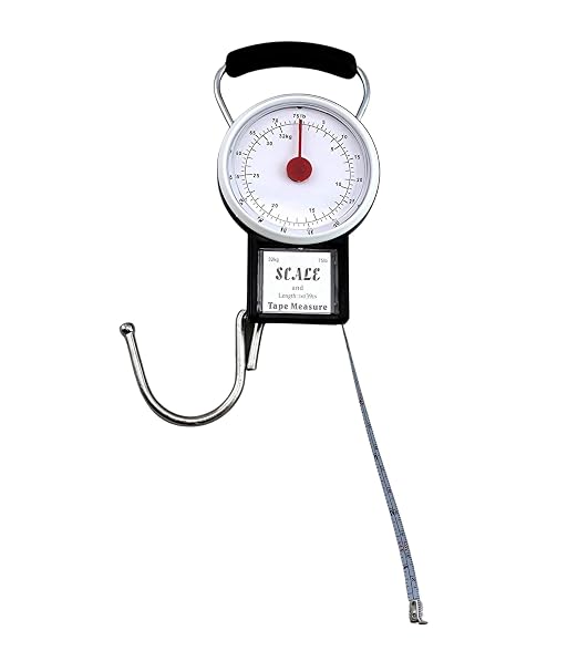 Manual Luggage Baggage Scale with Tape Measure with Dial Analog Display Travel Size Portable Take Along by DependableIndustries