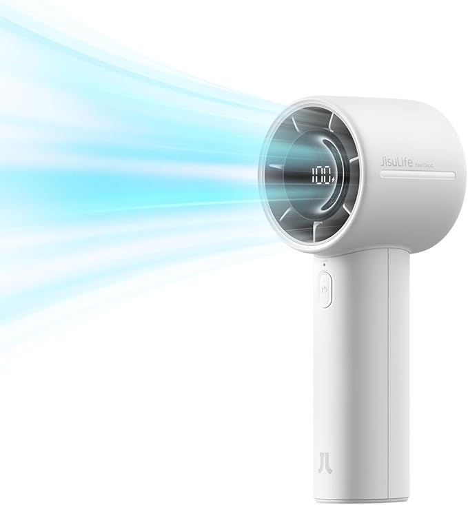 JISULIFE Handheld Turbo Fan Life10S, 28H Max Runtime, Strong Wind, Gray | For Travel, Beach & Concerts, Ultra-Quiet, 5000mAh Rechargeable Portable Fan, Powerful Cool Airflow, Gift for Women & Men by LivechillStaycool