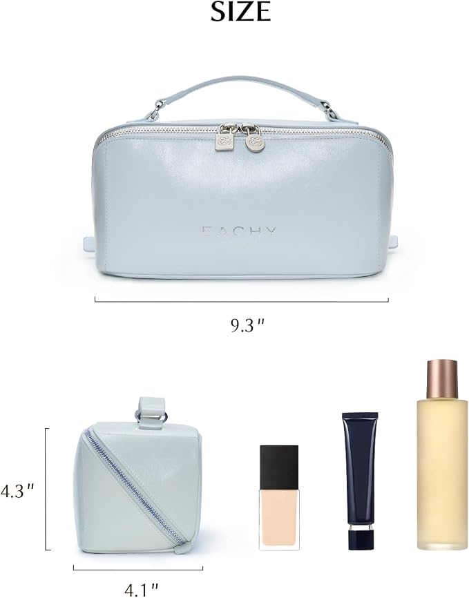 EACHY Large Capacity Travel Makeup Bag for Women, Cosmetic Pouch, Blue | Large-capacity zippered cosmetic pouch organizes makeup and toiletries as a travel makeup bag or toiletry bag for women - Image 6