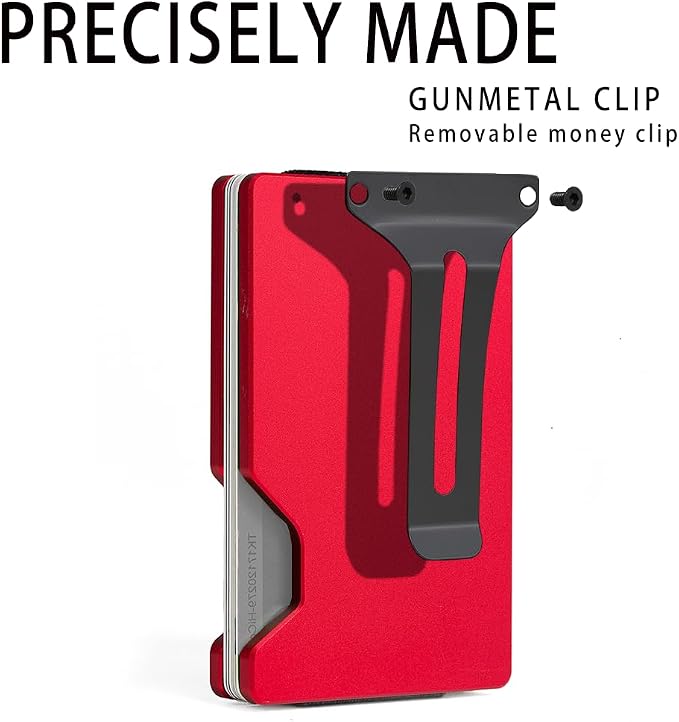 Minimalist Wallet for Men, Slim Metal RFID Blocking Wallet Credit Card Holder Money Clip & Cash Strap, Scratch-Resistant Holds 15 Cards,Ideal Gift for Men | Matte Red - Image 8