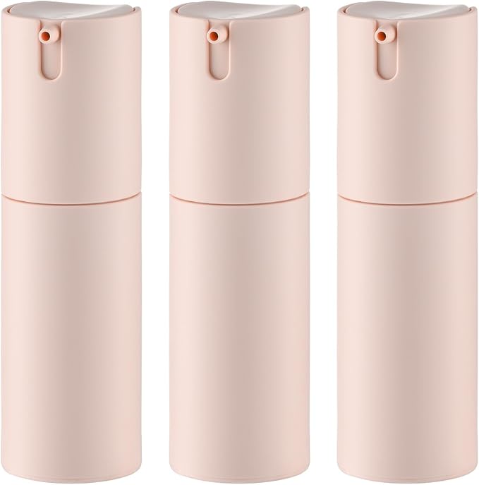 Airless Pump Bottles Travel: Lotion Dispenser for Small Size - Empty Shampoo Containers - Mini Vacuum Jar for Cream - 1 oz Plastic Pink | Plastic lotion dispenser, for face cream moisturizer, small skincare, shampoo soap, empty toiletry, cosmetic, leak... by Befragrancemate