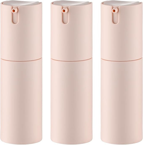 Airless Pump Bottles Travel: Lotion Dispenser for Small Size - Empty Shampoo Containers - Mini Vacuum Jar for Cream - 1 oz Plastic Pink | Plastic lotion dispenser, for face cream moisturizer, small skincare, shampoo soap, empty toiletry, cosmetic, leak... by Befragrancemate