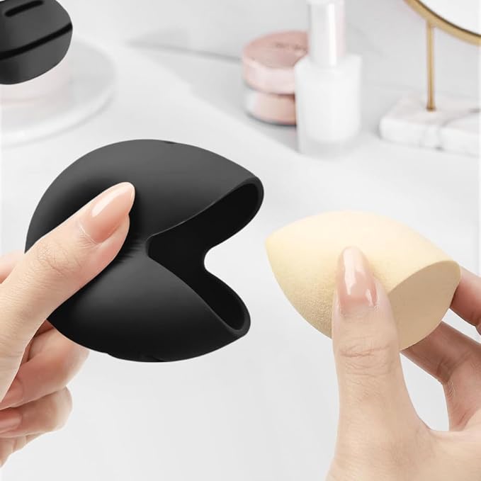Silicone Makeup Brush Holder Travel Case Water-Resistant Brush Organizer for Travel Makeup Brushes Storage with No Odor Nylon Strap Closure (Black) - Image 3