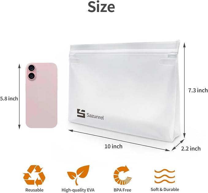 2 Pack Clear Leakproof Toiletry Bags, EVA Material TSA Compliant Seal Bags, BPA Free, Travel Plastic Bags, Waterproof Travel Toiletry Bags for Women Men (2 Large) - Image 4