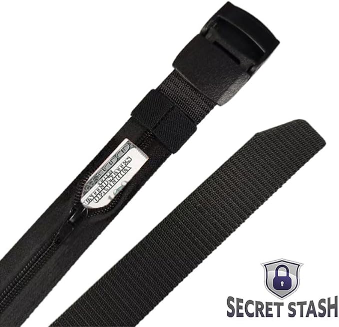 Security Money Belt with Hidden Money Pocket - Nylon Tactical Belt for Men & Women with Nonmetallic Buckle - Security Money Belt for Valuables, Cash, Passport - Cashsafe Anti-Theft Wallet, Large - Image 7