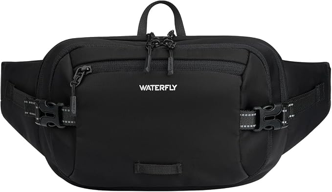 WATERFLY Fanny Pack Waist Bag: 3L Large RFID Anti-Theft for Travel | 180-Degree Opening Design, 5 Pockets, Nylon, Reflective Webbing, Adjustable Buckles, Hiking Daily Use, Women Men by Waterfly