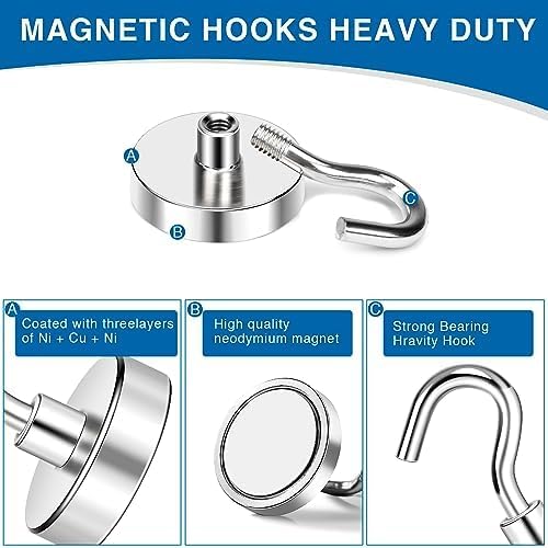 LOVIMAG Magnetic Hooks, Cruise Essentials 2026, 25 Pack-50LBS | Heavy Duty Strong Magnet Hook for Cruise Cabin, Refrigerator Fridge, Ship, Classroom, Kitchen Grills, Silver - Image 5