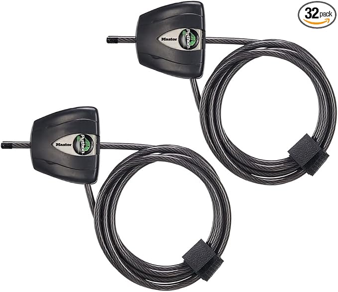 Master Lock Black Python Steel Cable Lock with Keys, Heavy Duty Anti-Theft Trail Camera and Kayak Locking Cable, 8417T, Pack of 16 by MasterLock