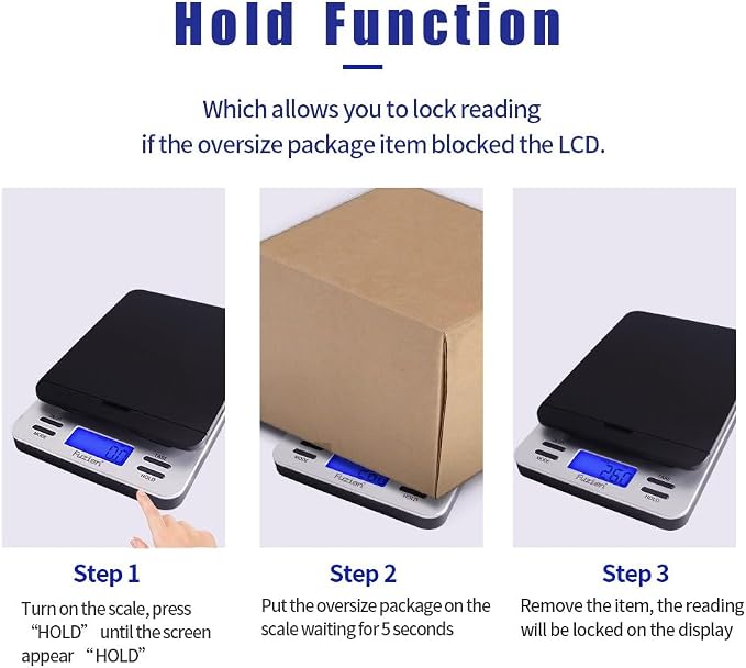 Fuzion Shipping Scale, Accurate Digital Postal Scale 86 lb/0.1 oz | Hold and Tare Function, Package Scale, Postage Scale for Packages and Mailing, LCD Display, Battery and AC Adapter Included - Image 4