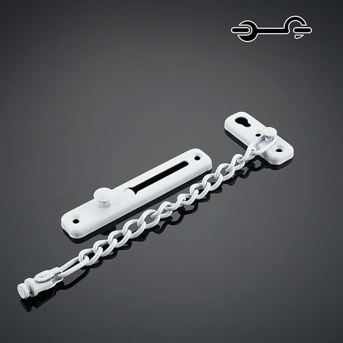 JQK Door Chain Lock White, Stainless Steel Door Guard with Spring Anti-Theft Press Lock, Matte White, HDC100-WH - Image 4