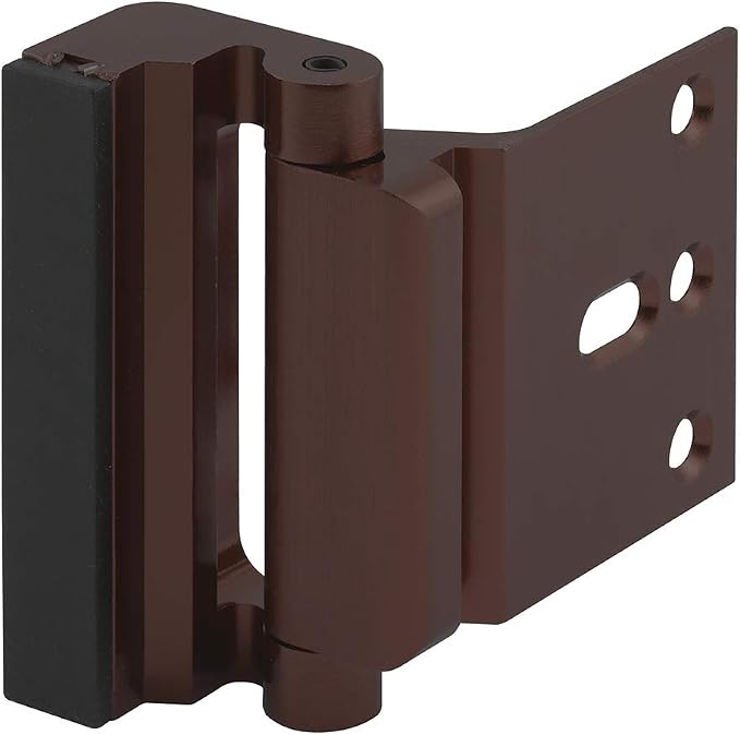 Prime-Line U 11441 Door Reinforcement Lock – Add Extra, High Security to your Home and Prevent Unauthorized Entry – 3” Stop, Aluminum Construction, Red Bronze (Single Pack) | Add Extra High Security, Prevent Unauthorized Entry, 3 in. Stop, Solid Brass ... - Image 2