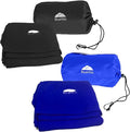 BlueHills Premium Soft Ultra Compact Travel Blanket Value Pack Set of 2 - Airplane Traveling Essentials Flight Blanket in a Portable Car Plane Travel Gift - Black and Royal Blue by BlueHills