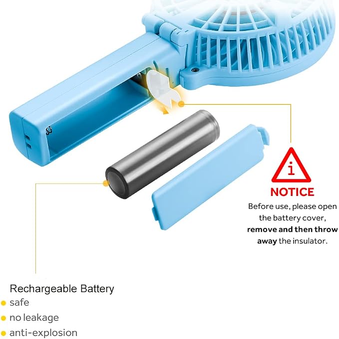 EasyAcc Mini Handheld Fan, Personal Cooling Fan Folding USB Desk Fan Small Portable Table Fan for Travel Camping Outdoors Office Home - Blue… - Image 2