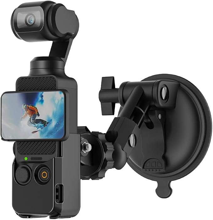Pocket 3 Suction Cup Mount, Car Mount Windshield Window Dash Holder Kit with Expansion Adapter for DJI Osmo Pocket 3,GoPro Hero 13/12/11/10/9/8,DJI Action 5 Pro/4/3 Accessories (for Pocket 3) by SUREWO