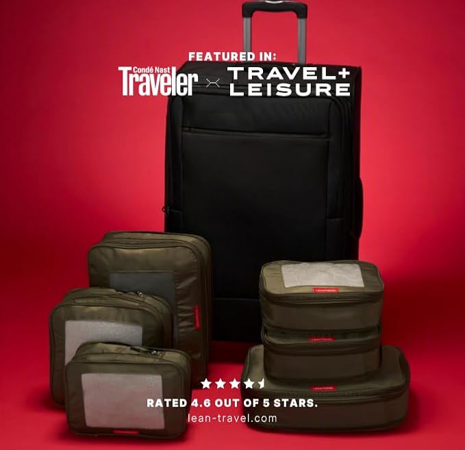 LeanTravel Premium Compression Packing Cubes for Travel - Suitcase Organizer Bags with Double Zipper & Breathable Mesh Panel - Space Saving Carry On Luggage Essentials (6-Pack, Olive Green) - Image 7