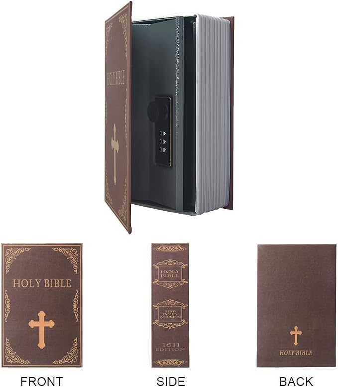 Small Sized Diversion Book Safe Storage Box, Dictionary Secret Safe Can with Security Combination Lock/Key, Diversion Book Hidden Safe (Combination, Bible) - Image 2