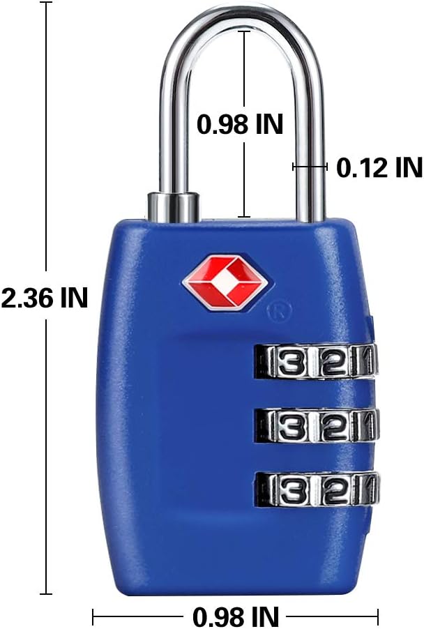 TSA Luggage Locks (4Pack) - 3 Digit Combination Padlocks - Approved Travel Lock for Suitcases & Baggage (Dark Blue) - Image 4