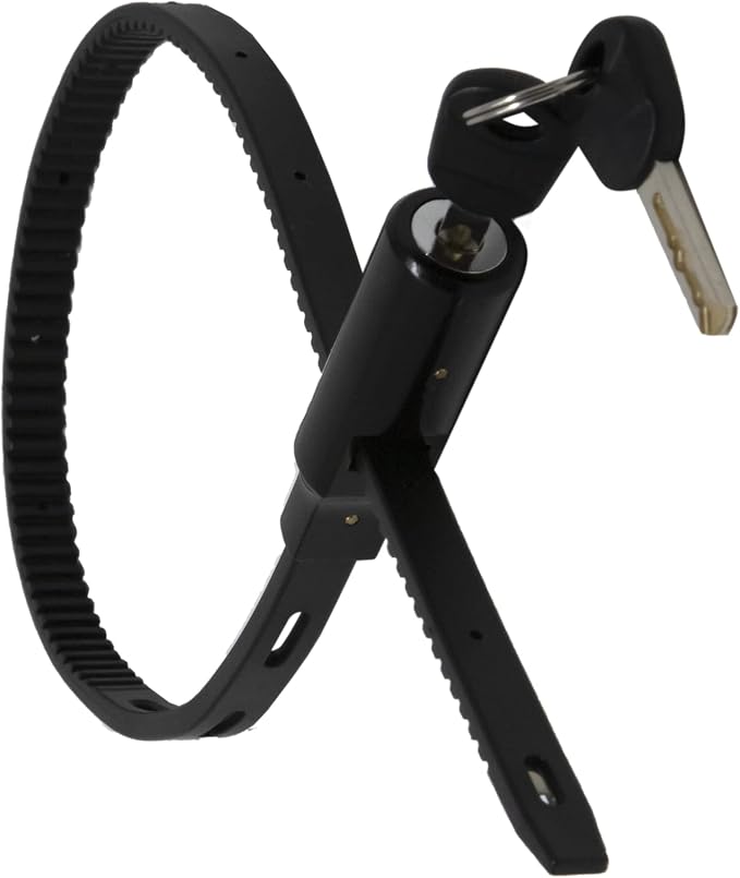 Adjustable Zip Tie Lock for Cabinet Refrigerator Bike Stroller Helmet Skateboard Luggage- Multi-Purpose Keyed French Door Lock - Stainless Steel Fridge Lock with Key - Black, 1 Pack by UrbanAugust