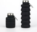 Collapsible Water Bottles,16oz Capacity Portable Reusable Silicone Water Bottle,Leak-proof,with buckle,foldable storage,Lightweight Durable for Fitness,Cycling,Sports,Camping,Hiking，Deep Black by Unknown