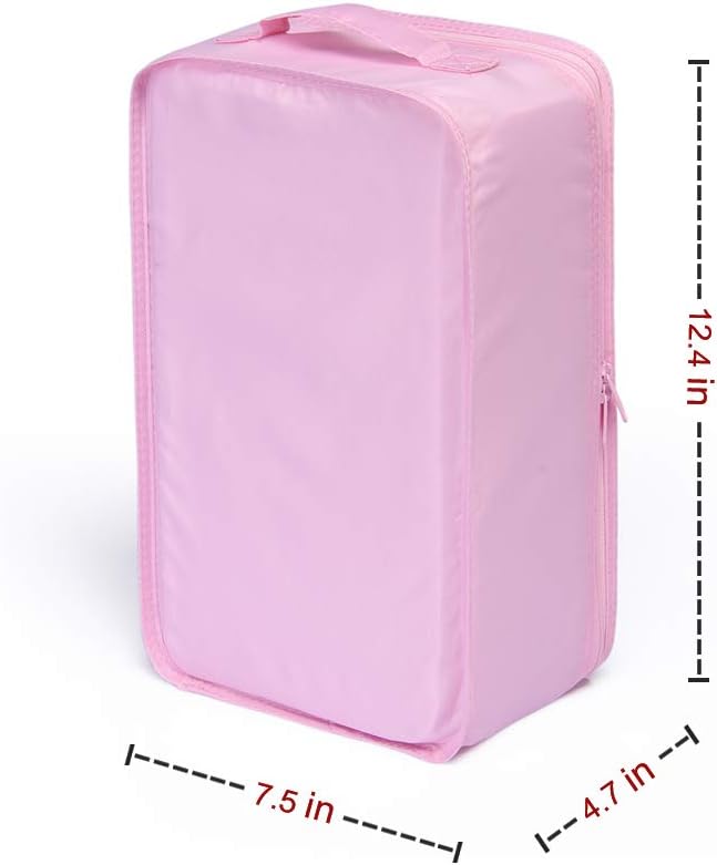 JJ POWER Travel Shoe Bags, Foldable Waterproof Shoe Pouches Organizer-Double Layer (2 Pink Shoe Bags) - Image 3