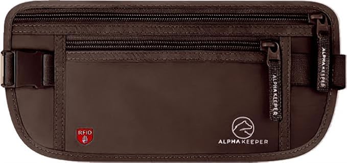 Alpha Keeper Money Belt for Travel Hidden Under Clothes – RFID Blocking Passport Holder & Slim Waist Wallet Pouch for Women & Men, Anti-Theft Travel Accessories by Alpha+Keeper