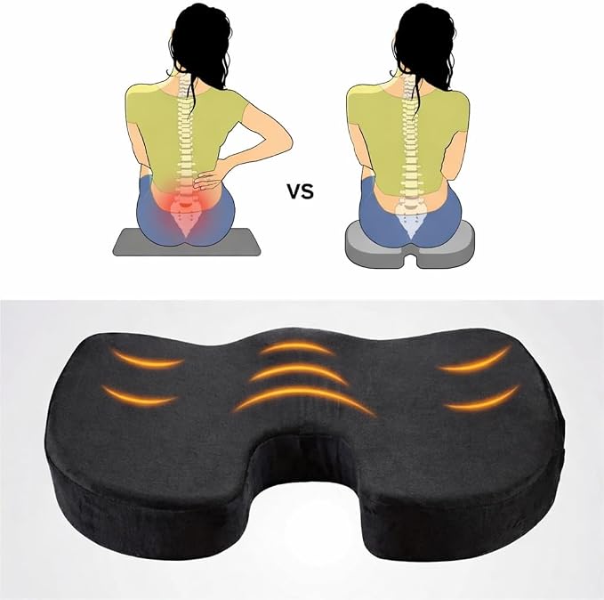 Premium Memory Foam Seat Cushion with Carrying Bag & Cooling Gel for Office Chair, Wheelchair, Travel, Car Seat, Gaming Chair for Coccyx & Tailbone Pain, Back Pain Relief, Sciatica Support - Image 7