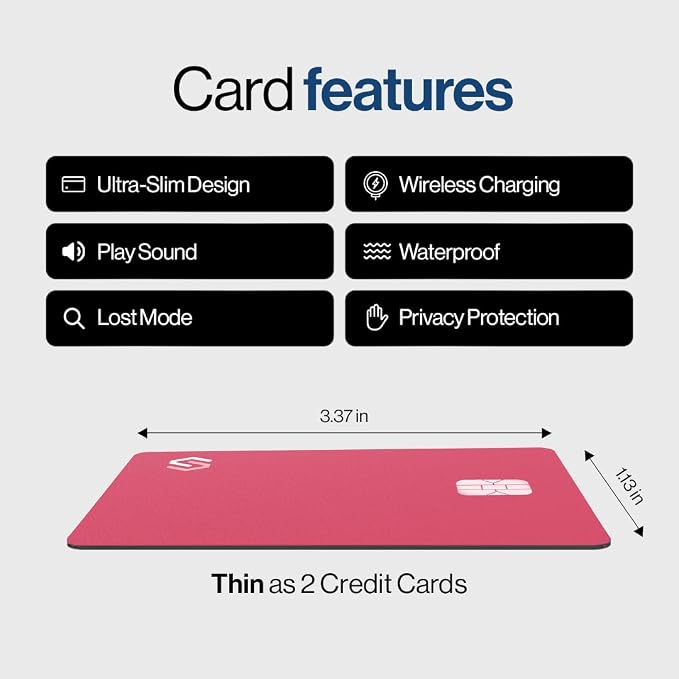 SPOTMINDERS Apple MFi Certified Credit Card Wallet Tracker PRO Pink (iOS Only) Travel Essentials for Women Works with Apple Find My Rechargeable Tracking Card IP68 0.07in Slim Item Finder for Passport - Image 7