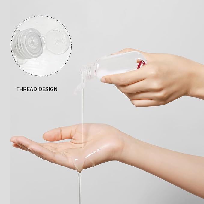 HATTIE 100 Pack Travel Plastic Clear Keychain Bottles 50ml/2oz Portable Leakproof Squeeze Small Bottles With Flip Cap Refillable Empty Containers for Lotion Soap Toiletry - Image 4