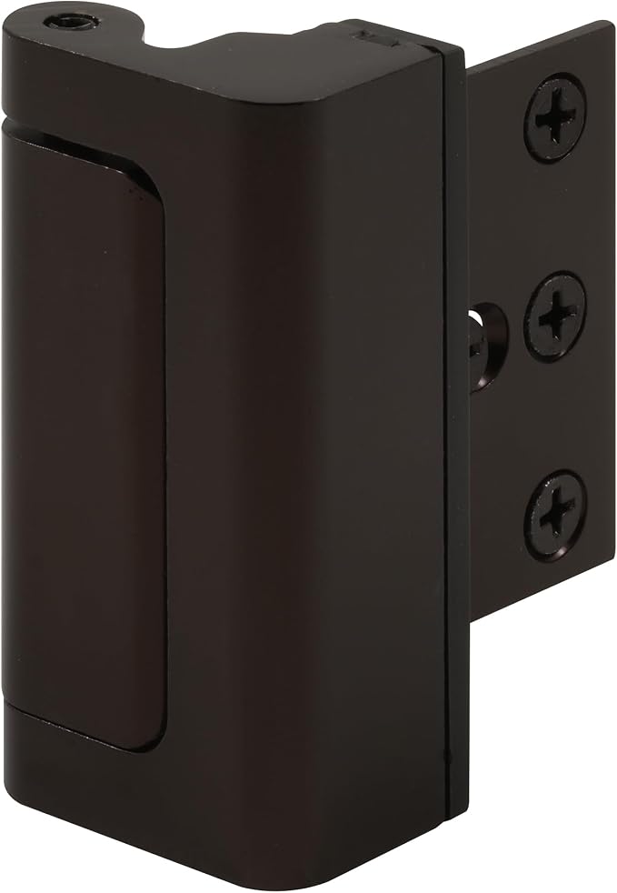 Prime-Line U 11126 Door Reinforcement Lock – Add Extra, High Security to your Home and Prevent Unauthorized Entry – 3 In. Stop, Aluminum Construction, Bronze (Single Pack) | Add Extra High Security, Prevent Unauthorized Entry, 3 In. Stop, Solid Brass C... by Prime-Line