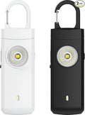 Rechargeable Personal Alarm for Women - 2 Pack Christmas Birthday Gifts for Women, Daughter, College Student, Teen Girl, Night Workers, Elders, Kids, Siren Alarm, USB Charging, Backl&White by ANKOSHUN
