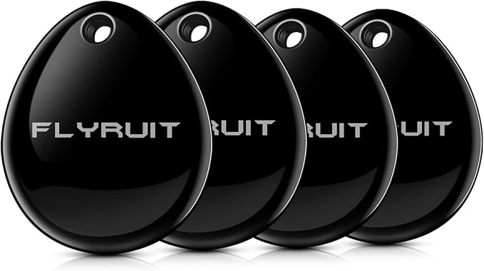 Air Tracker Tags-4 Pack, iOS Only, Apple Find My Certified, Luggage Tracker | Smart Bluetooth Tracking, Key Finder Items Locator for iPhone, Travel Cruise Essentials, Wallet, Backpack, Car, Bike by Flyruit