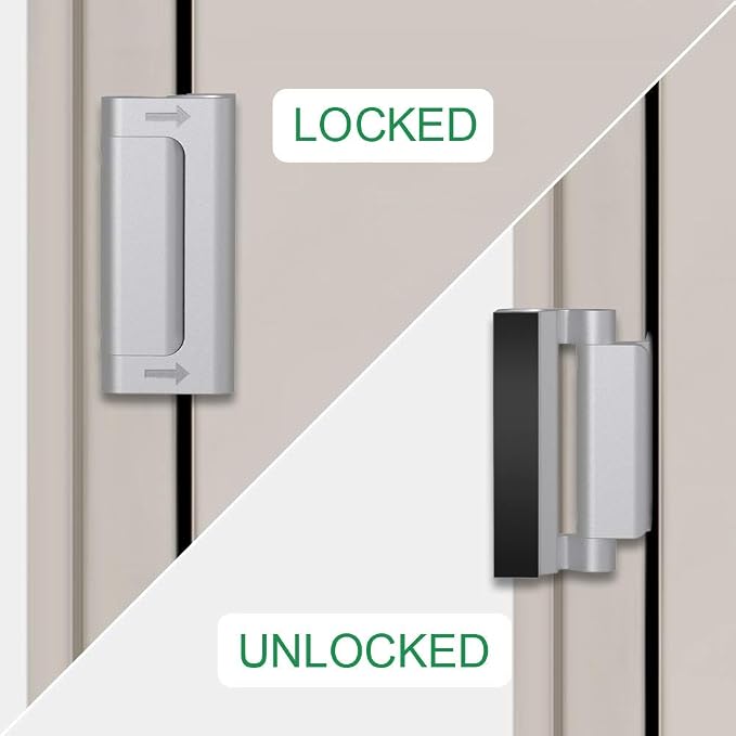 Door Reinforcement Lock Door Locks for Kids Safety Home Security 3 Pack | Child Proof Door Latch Front Door High Security Lock Withstands 800 lbs of Force Top Door Latch Lock Inward Swinging Inside - Image 7