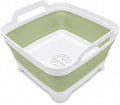 2.4 Gal(9L) Collapsible Dish Basin with Drain Plug, Space Saving Outdoor Multiuse Foldable Sink Tub, Dishpan, Kitchen Storage Tray for Camping, Vegetable Washing, RV (Green) by Goderewild