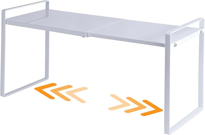 Expandable Cabinet Shelf Organizer Riser for Kitchen Cupboard Under Sink | Expandable, metal , suitable for cabinets, countertops, under-sink areas, and storage rooms by LJHFUQHUHU
