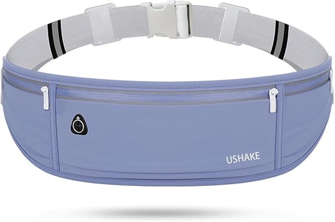 USHAKE Slim Running Belt, Workout Fanny Pack for Men Women,Exercise Waist Pack for Apple iPhone Holder, Runner Belt for Running Walking Cycling Camping Gym Dark Blue by USHAKE