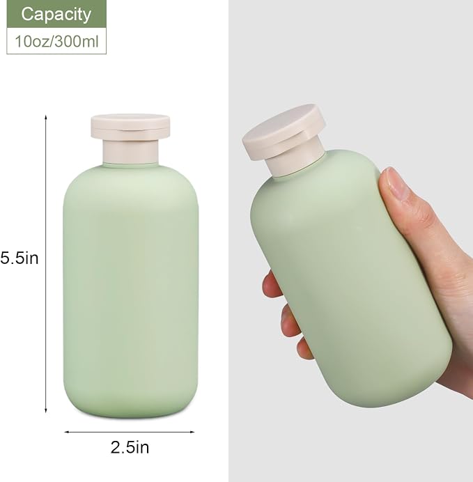 Travel Shampoo Bottle, Empty Plastic Squeeze Bottles 10oz with Flip Cap, Lotion Container for Tavel Size Shampoo and Conditioner - Image 3