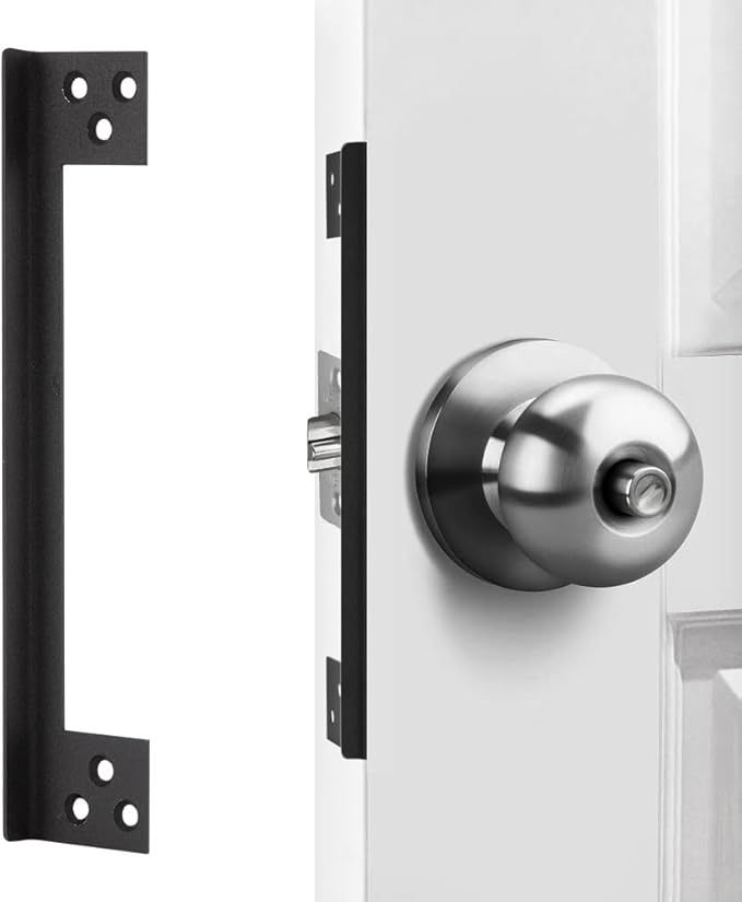Door Latch Guard Plate 7", Outswing Door Security Protector Shield | Cover to Block Access to the Door Lock/Deadbolt Latch, Stainless Steel, Matte Black (7 in. - 1pack) by MOSECYOU