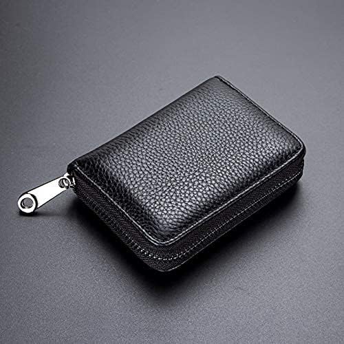Genuine Leather Credit Card Holder Wallet RFID Blocking Secure Card Case ID Case Organizer Zipper Wallet (A-Classic Black) - Image 7