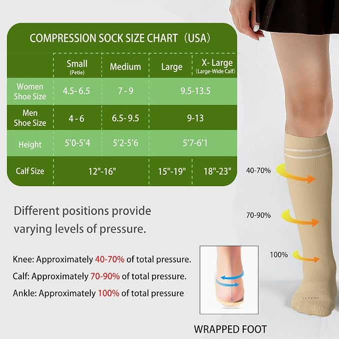LEVSOX Viscose Made from Bamboo Compression Socks for Pregnant Women 20-30 mmHg Knee High Cute Mens Supports Socks for Travel - Image 5