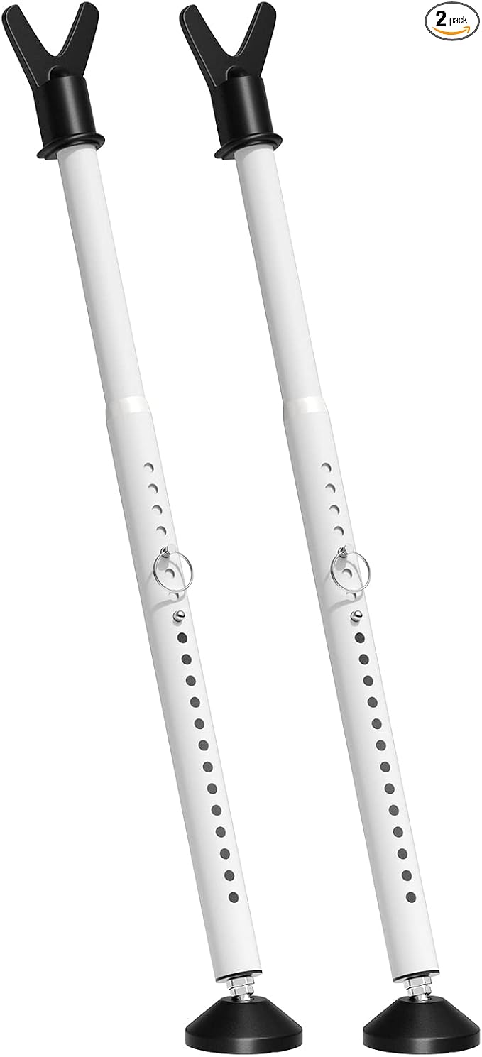 Door Stoppers Security Bar & Sliding Glass Door Lock Keep Your Home Security, Adjustable Jammer with Interchangeable Caps & Rubber Tips, Ideal for Home, Apartment and Travel Protection，White(2Pack by LcokeiyGardening