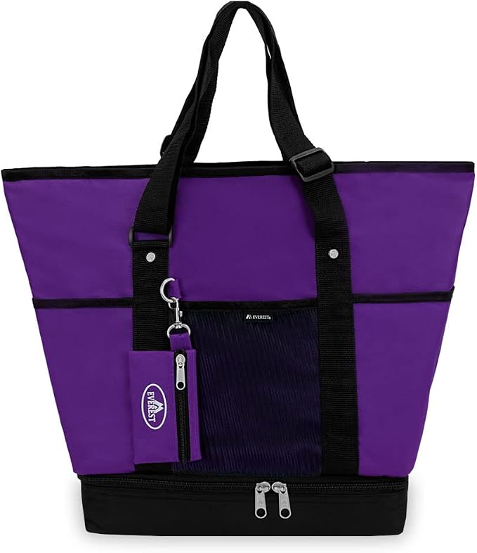 Everest Luggage Deluxe Shopping Tote, Dark Purple/Black, Dark Purple/Black, One Size - Image 2