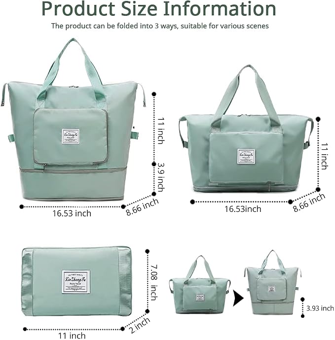 Large Capacity Foldable Travel Bag, Expandable Waterproof Carry on Bag, Dry and Wet Separation Spor Duffel Bags - Image 4