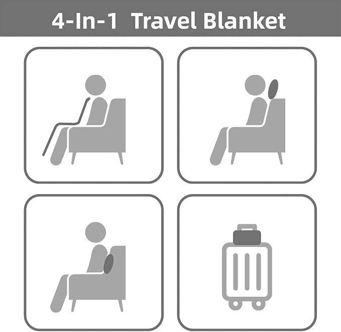 Travel Blanket Pillow, Soft Airplane Blanket 2-in-1, Travel Blanket Airplane Compact with Bag, Travel Essentials Accessories for Plane and Car,60x40 Grey - Image 6