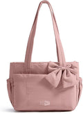 BAGSMART Crush Bow Tote Bag for Women, Puffer Travel Work Yoga Laptop Bag | Large Bow Tote Fits 40oz Tumbler, 15.6" Laptop, Yoga Mat Sleeve, Waterproof Pocket, Travel Work Swim Gym Mom Shoulder Handbag by BAGSMART