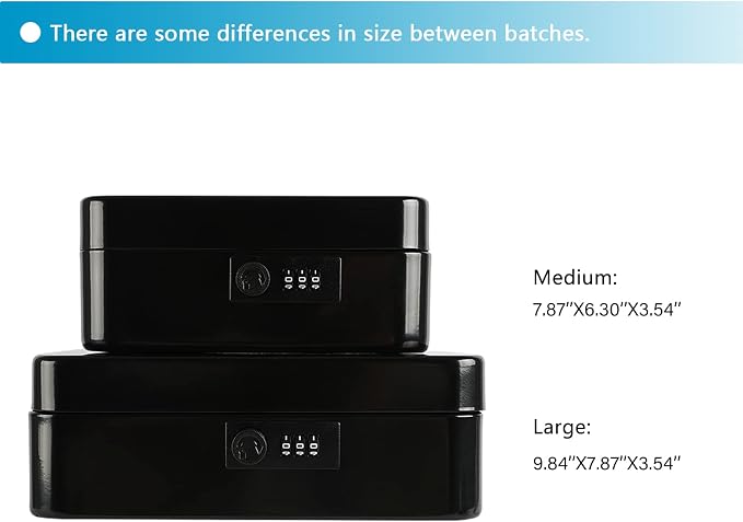 xydled Steel Cash Box Safe with Combination Lock,Money Safe Box with Removable Coin Tray,Large,9.84"x 7.87"x 3.54",Black - Image 7