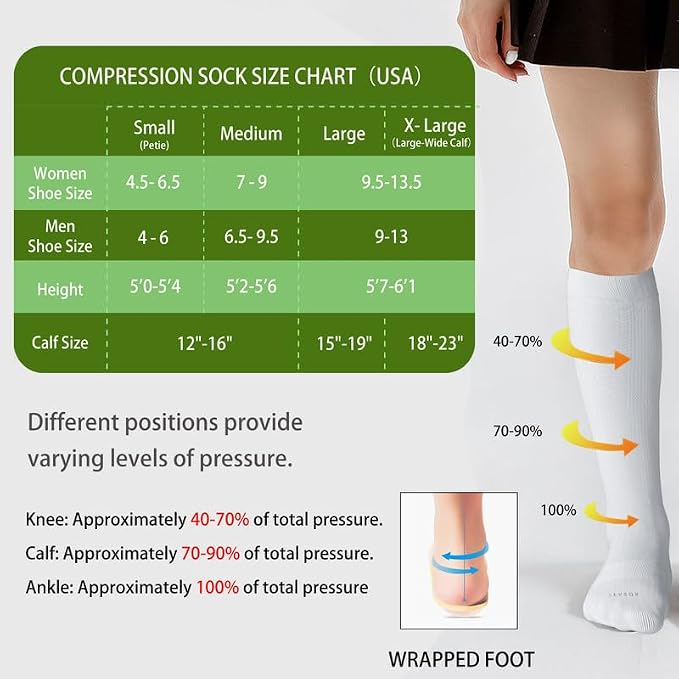 LEVSOX Viscose Made from Bamboo Compression Socks for Pregnant Women 20-30 mmHg Knee High Cute Mens Supports Socks for Travel - Image 5