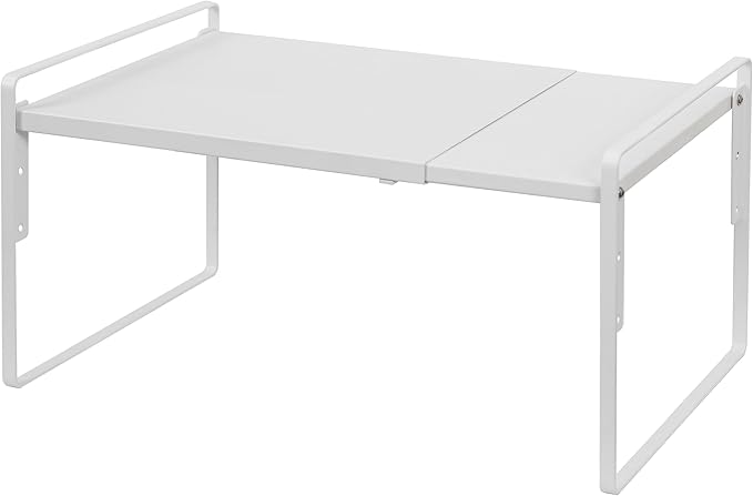 Nxconsu Cabinet Shelf Riser, Adjustable Cabinet Organizer, 10.3" Deep White | Heavy-Duty Metal Expandable Shelf Holds 50 lb with 3 Height Levels for Kitchen Cabinet Cupboard Pantry Dish Mug by Nxconsu