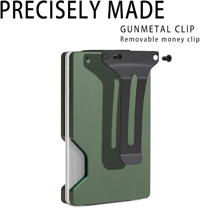 Minimalist Wallet for Men, Slim Metal RFID Blocking Wallet Credit Card Holder Money Clip & Cash Strap, Scratch-Resistant Holds 15 Cards,Ideal Gift for Men | Matte Green - Image 8