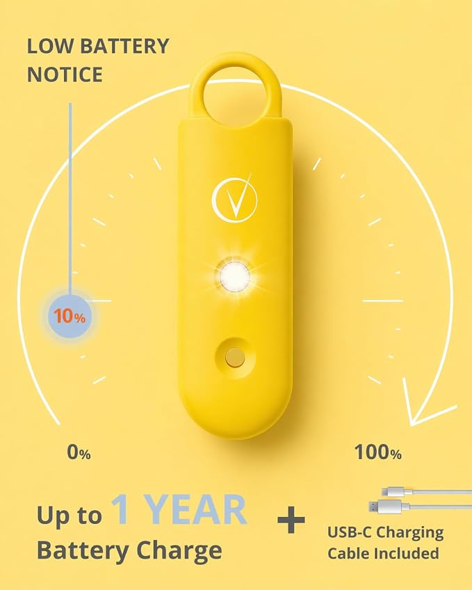 Vantamo Personal Alarm for Self Defense with Low Battery Notice, Strobe Light & Extra Loud 130 dB Double Speakers Safety Keychain Set for Women, Rechargeable Panic Button for Womens Self Defense - Image 5