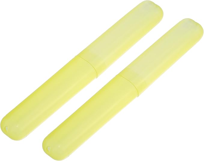 VOCOSTE 2Pcs Travel Toothbrush Case, Yellow | Moisture-Proof Keeps Brush Fresh, Compact for Tight Bags, 2-Pack for Sharing, Essential for Couples by VOCOSTE